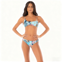 Recyceltes Polyester Blumendruck Bikini-Set Umweltfreundliche Spaghetti-Träger Bademode Nachhaltige Strandkleidung für Damen