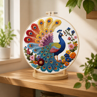 Kit de broderie au point de croix motif paon pour adultes, kit de broderie pour débutants, ensemble de broderie à la main, décoration de la maison, cadeau fait main