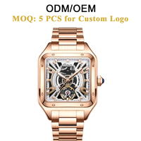 Montre automatique mécanique squelette pour homme, personnalisable avec logo OEM/ODM, en acier inoxydable, vente en gros, marque privée