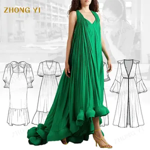Hersteller Custom Green Fringe Kleid Sexy Luxuriöse Kleidung Loose Plus Size Maxirock Lady Elegante Party Abendkleider