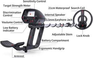 MD4030P Entry Level All <span class=keywords><strong>Metal</strong></span> <span class=keywords><strong>Detector</strong></span> 8 \ "Waterproof Search <span class=keywords><strong>Coil</strong></span> Ajustável Lightweight DISC para Uso Industrial - Product Image 3
