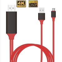 Câble USB Type C 2 m pour iPhone 8 broches vers HDMI Audio Vidéo, adaptateur convertisseur numérique AV intelligent pour iPhone Samsung Huawei
