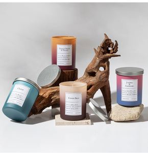Bougie parfumée à la cire de soja, pot en verre dégradé, décoration minimaliste pour la maison, bougie d'aromathérapie, durée de combustion de 40 à 60 heures - Product Image 1