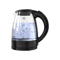 Bouilloire électrique en verre borosilicate transparent à ébullition rapide de 2,0 L avec protection contre l'ébullition à sec pour usage domestique et hôtelier
