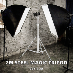 Trípode Profesional Tipo C de Acero Inoxidable de 2 m con Orificio para Tornillo de 1/4, Brazo Cruzado con Polea, Capacidad de Carga de 10 kg, Plegable - Product Image 2