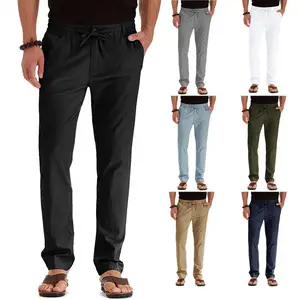 Pantalones deportivos de gran tamaño para hombre, de secado rápido de cintura elástica joggers, informales, lisos, de negocios, para verano