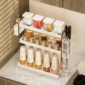 Organizador de especias, <span class=keywords><strong>estante</strong></span> para bolsitas de té, organizador de despensa, organizador de maquillaje para escritorio de oficina, dormitorio, baño, organizador de cosméticos. - Product Image 1