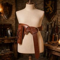 Mittelalterliche Gürteltasche, Handgelenkschutz, Ritter, Wikinger-Set, Vintage COSPLAY Requisiten und Zubehör, Großhandel, Braun