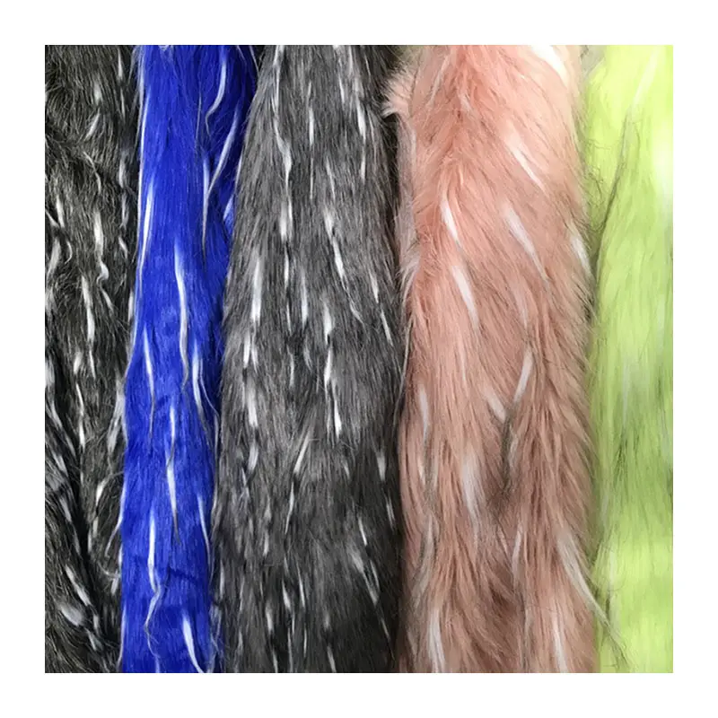 Wholesale Long Hair Jacquard Polyester Dye-tip Raccoon Faux Fur Fabric For Collar