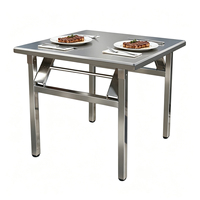 Table carrée pliante en acier inoxydable, table de restauration portable pour restaurant, hôtel, banquet, camping, pique-nique