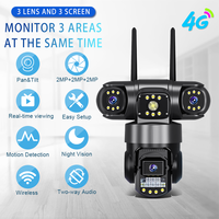 Caméra de sécurité extérieure à triple objectif, vision nocturne couleur, WiFi sans fil, caméra PTZ, application V380, surveillance à distance, caméra CCTV