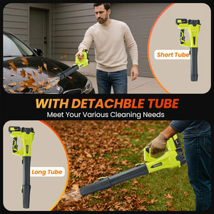 Souffleur à feuilles sans fil 6 vitesses, outil de jardinage et de bricolage pour patio, 2 tubes, alimenté par batterie, 500W, 130 mph, pour pelouse et nettoyage des feuilles - Product Image 5