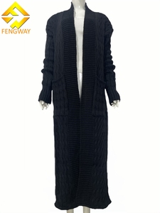 <span class=keywords><strong>Cardigan</strong></span> Lungo da Donna Invernale 2026 in Maglia Intrecciata Tinta Unita con Tasche, Maglione Spesso alla Moda - Product Image 5