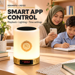 EQUANTU SQ122 Haut-parleur Coran intelligent avec commande par application, veilleuse et horloge numérique, cadeau du Ramadan - Product Image 1