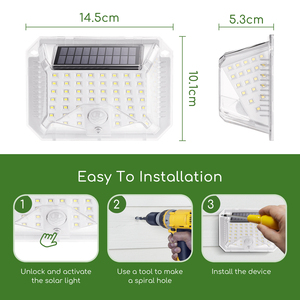 Aigostar 4-Pack esterno LED giardino solare luci 3 modalità sensore di movimento 270 grado impermeabile IP65 per Patio giardino finestre - Product Image 2