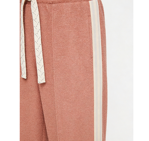 <span class=keywords><strong>Pantaloni</strong></span> a Vita Alta e Gamba Larga per Ragazze, Colore Rosa-Marrone, con Dettaglio a Striscia Laterale e Cordoncino Intrecciato, Comodi per l'Uso Quotidiano - Product Image 4