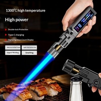 Briquet torche électronique en métal personnalisé, coupe-vent, à arc, portable, rechargeable USB, pour soudage, flamme bleue 1300°C