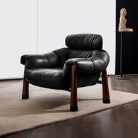 Fauteuil de salon luxueux en bois massif, chaise de lecture ergonomique avec coussins épais, mobilier moderne pour salon, base en bois de frêne