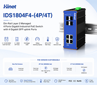 Switch PoE Industrial Gigabit de 4 Puertos, Switch Ethernet Gestionado de Capa 2 para Riel DIN con 4 Puertos de Enlace Ascendente SFP Gigabit
