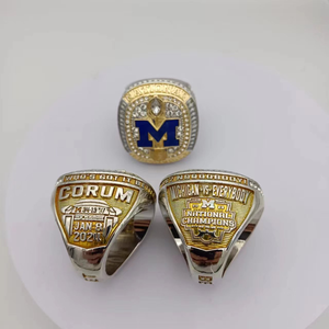 2024ミシガン州立大学NCAAフットボールチャンピオンシップ幾何学的形状リングスポーツメンズジュエリー安い合金ジェムストーンリング - Product Image 3
