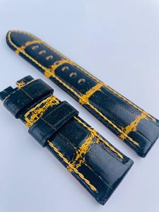 Bracelet de montre en cuir d'alligator fait main, multicolore, vintage, style espagnol, avec coutures artisanales, design personnalisé Ming Fung 24mm/26mm pour - Product Image 2