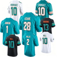 Grosir Pabrik Miami Bordir # 1 Johnson # 2 Willis # 10 Rodriguez # 13 Marino # 28 Achane American Football Jersey