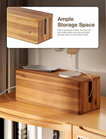Boîte de gestion des câbles en bois d'acacia à bords arrondis, organiseur de câbles en bois, boîte de rangement pour dissimuler les câbles électriques, boîte de rangement pour câbles