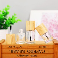 Flacons de vernis à ongles en verre transparent de 5 ml, 8 ml, 10 ml, 15 ml avec bouchon en bois de bambou et pinceau, vides, rechargeables, plusieurs tailles, vente en gros