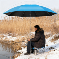 Grand Parasol de Pêche Réglable à 360° Portable Pliable Protection Solaire Extérieure Anti-UV Imperméable Oxford/Polyester Séchage Rapide pour Plage