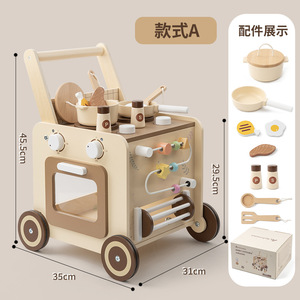 Andador <span class=keywords><strong>de</strong></span> Madera para Bebés <span class=keywords><strong>4</strong></span> en 1, Andador con Cocina <span class=keywords><strong>de</strong></span> Juguete, Centro <span class=keywords><strong>de</strong></span> Actividades Sensoriales Montessori, Juguetes <span class=keywords><strong>de</strong></span> Andador para Bebés - Product Image 5
