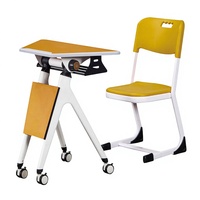 Conjunto de Mesa y Silla Plegable Modular para Aula, Diseño Hexagonal Trapezoidal, para Capacitación Artística, Venta al Por Mayor de Fábrica