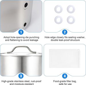 Wellbom Kit per la produzione di birra artigianale da 20L e 40L, moderno, <span class=keywords><strong>in</strong></span> acciaio inossidabile, con termometro, fondo composito e tripla filtrazione - Product Image 4