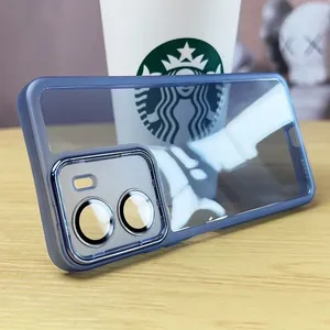 Luxo <span class=keywords><strong>Lens</strong></span> Film Phone Case Para VIVO Y16 Y35 Y35M Y53T Y56 5G 360 Câmera Protetora Clara Soft Silicone Capa Traseira Moda Armadura - Product Image 2