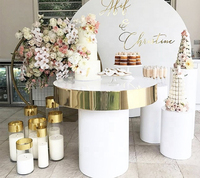 Table Ronde Moderne de Luxe Dorée Dia80*H75cm en Acier Inoxydable pour Décorations d'Anniversaire/Mariage, Mobilier d'Hôtel pour Utilisation Extérieure