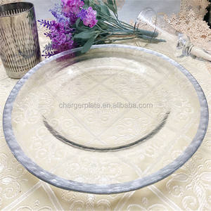 Platos de Cristal para Decoración, con Borde Dorado o Plateado, para Eventos Navideños y Bodas, 33 cm de Diámetro - Product Image 6