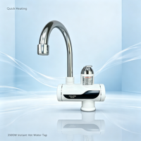 Robinet d'eau électrique à chauffage instantané en plastique, bec pivotant chromé, commande manuelle, affichage LED, pour maison et garage, 110V