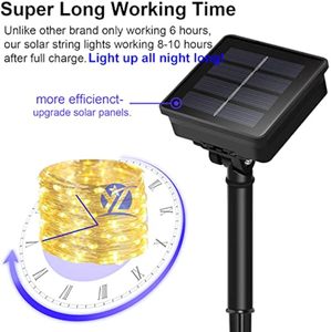 Guirlande <span class=keywords><strong>solaire</strong></span> à 100 LED en cuivre pour extérieur, éclairage <span class=keywords><strong>de</strong></span> jardin <span class=keywords><strong>solaire</strong></span> étanche pour patio, arbre, mariage, Noël - Product Image 2
