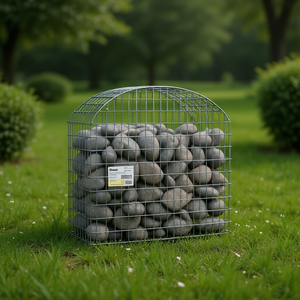 Cesto Gabion Arrotondato in Ferro Zincato 118.1x19.7x39.4 Pollici per Decorazione Giardino Esterno - Product Image 2