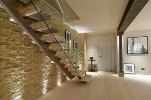 <span class=keywords><strong>Escalier</strong></span> droit flottant sur mesure en bois de haute qualité avec rampe en verre pour villa intérieure - Product Image 3