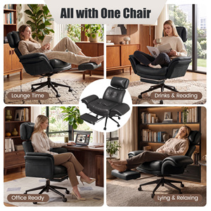 Chaise de bureau pivotante inclinable rembourrée de qualité supérieure, accoudoir réglable en 5 positions, chaise de bureau ergonomique avec poches latérales et appui-tête - Product Image 2