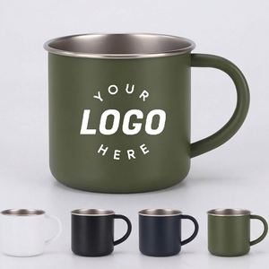 Wholesale 400ml Personalized Promotional Gift Powder Coated Coffee Cup Single Layer Stainless Steel Coffee <b>Mug</b> with Handle - Product Image 1