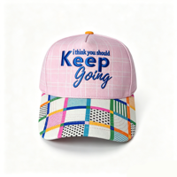 Casquette de baseball 5 panneaux en coton style Dobby avec logo brodé 3D personnalisé pour hommes, chapeau de sport bicolore en velours avec motif à pois