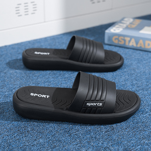 Black EVA Sporty <b>Slides</b> Open Toe Anti-Slippery Summer Outdoor Slippers Solid Color PU Lining - Product Image 6