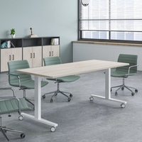 Table gigogne OMNI à plateau rabattable avec roulettes, bureau mobile pliable pour salle de formation, adapté à divers bureaux