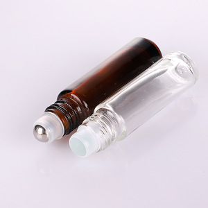 Luxury Brown Rollerball Bottle 10ml Empty Transparent Perfume Glass Bottle Metal <b>Collar</b> Screen Printed Blue <b>Sub</b>-bottling Bottle - Product Image 2