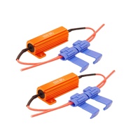 Decodificador LED universal para automóviles RX24-50W de alta potencia, oro-aluminio, 6R8R10 ohmios, para luces traseras, luces de freno, luces direccionales y decodificación de carga.