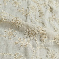 Tissu en viscose, lin et coton, broderies 3D de branches et de fleurs, pour vêtements, thobe, matelas, canapé