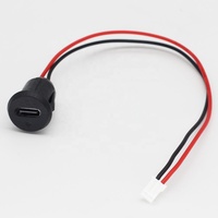 Port de chargeur femelle USB C Snap in avec indicateur LED USB-C avec connecteur JST PH2.0 Câble d'alimentation de charge à 2 broches monté sur panneau
