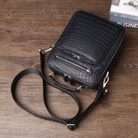 Tas Selempang Bahu Pria Pola Perut Buaya Matte Vintage Baru Tas Kotak Modis Katun Tahan Air Nilon Kelas Atas
