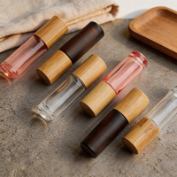 Ensemble de flacons compte-gouttes avec bouchon en bambou, idéal pour le stockage d'huiles essentielles, de thé et de liquides colorés, pour spa, maison et voyage, flacon roll-on